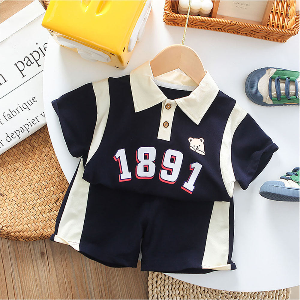 1891 Blue Sporty 2 Pcs Shorts Set For Toddlers And Kids