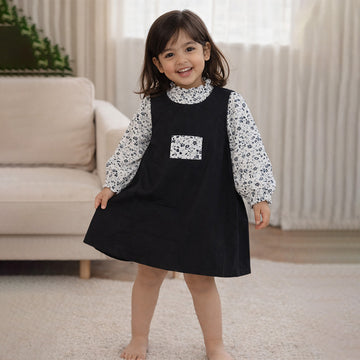 Black Pinafore style 2pcs Casualwear set for Girls