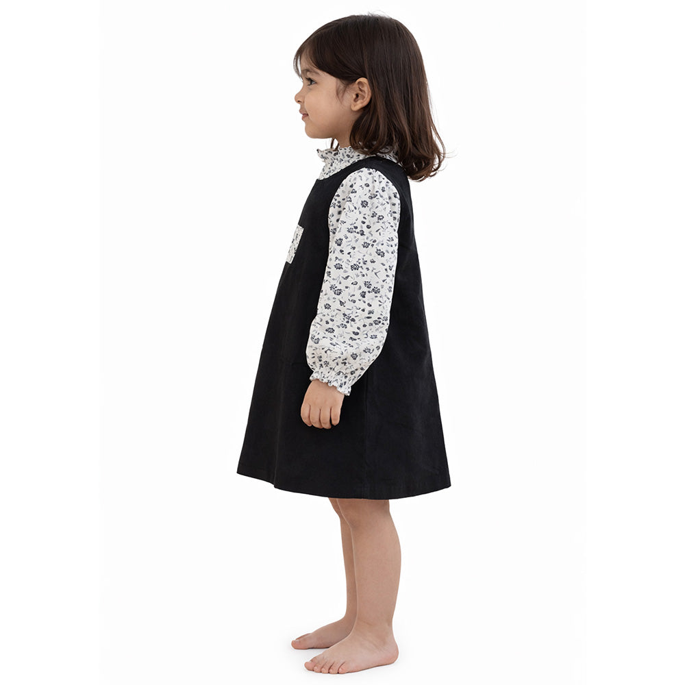 Black Pinafore style 2pcs Casualwear set for Girls