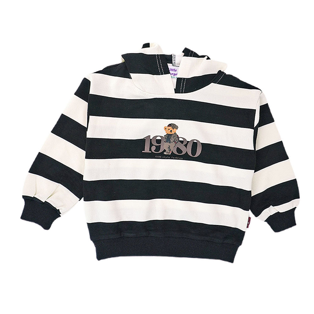 Black Stripes Teddy Bear Soft Toy Dungary Style 2 Pc Clothing Set For Toddlers And Kids