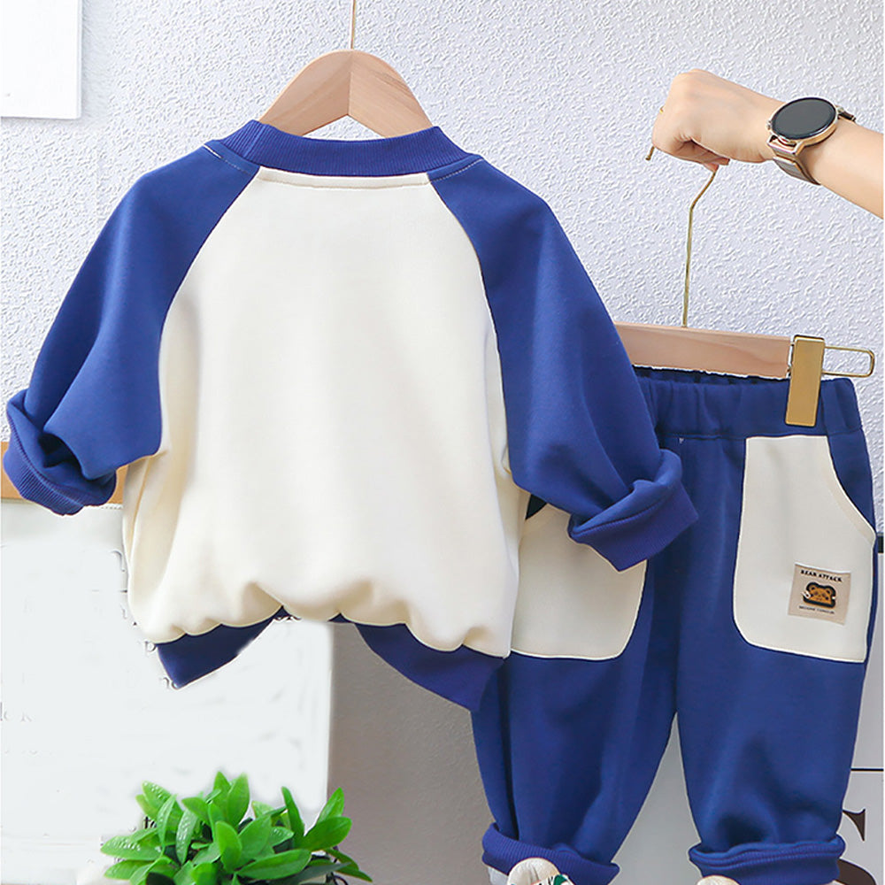 Blue 3D Monkey Face 2Pcs Track Suit Set For Winter And All Season Wear