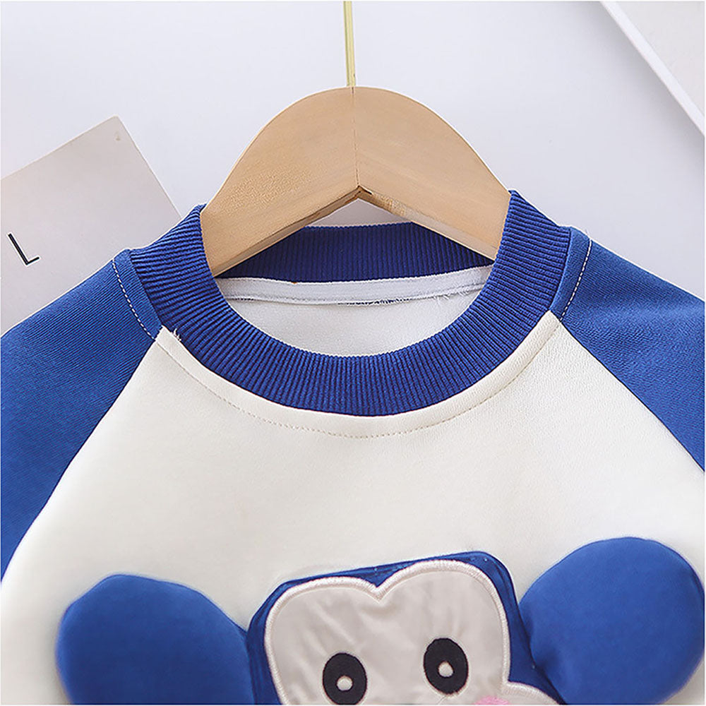 Blue 3D Monkey Face 2Pcs Track Suit Set For Winter And All Season Wear