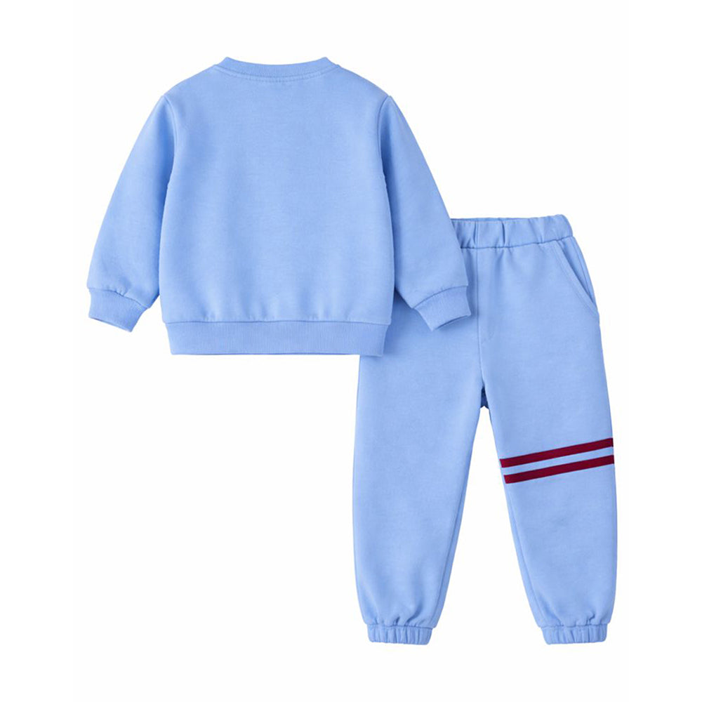 Blue & White Stripes 2pcs Fleece Winter Tracksuit Set for Kids