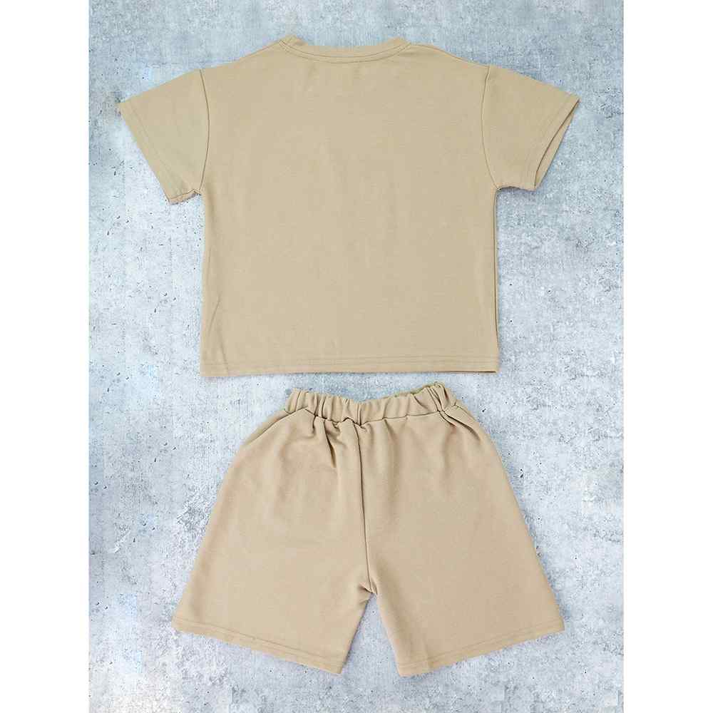 Brown Doggy Paw 2pcs Shorts set for Toddlers and Kids.