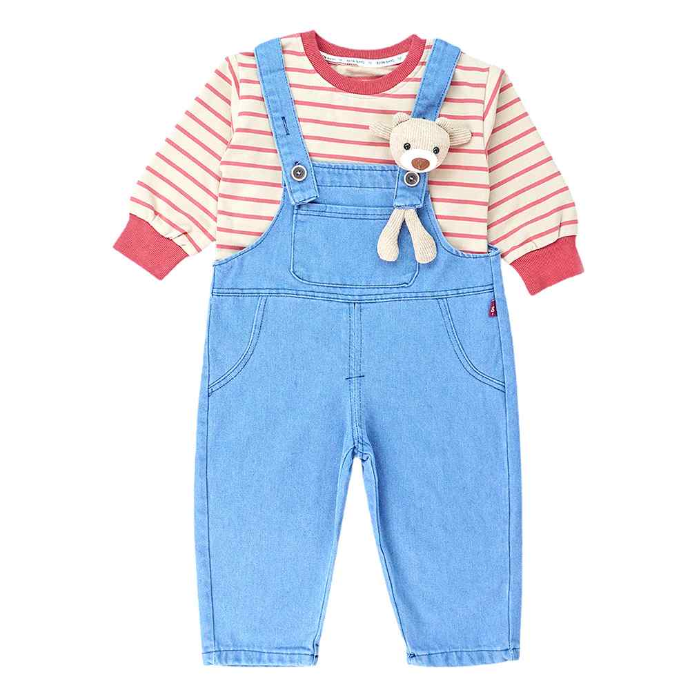 Brown tee , Long Teddy toy Dungary Style 2 pc clothing set for Toddlers and Kids