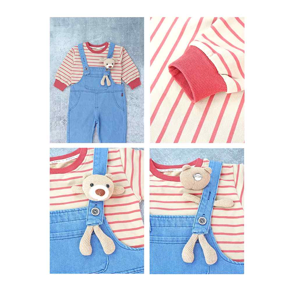 Brown tee , Long Teddy toy Dungary Style 2 pc clothing set for Toddlers and Kids