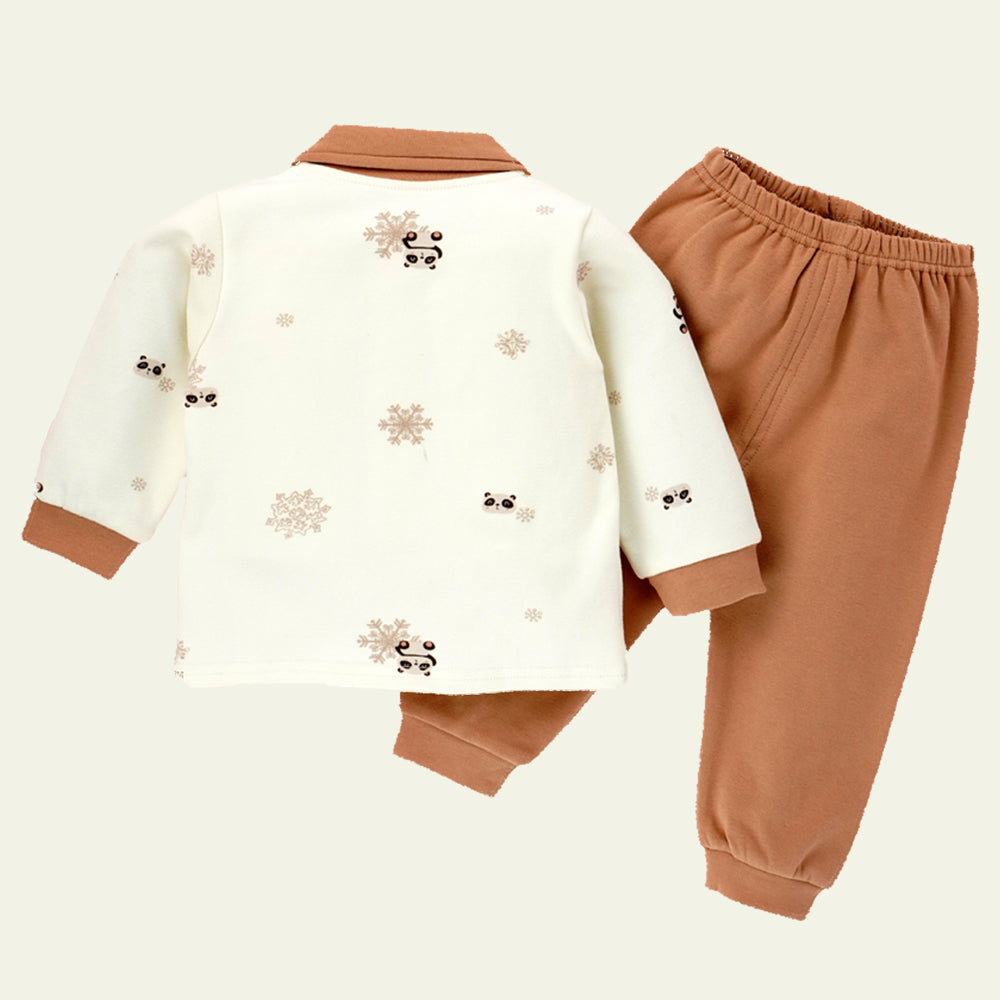 2pcs Brown Panda full sleeves shirt with matching Pants for Toddlers
