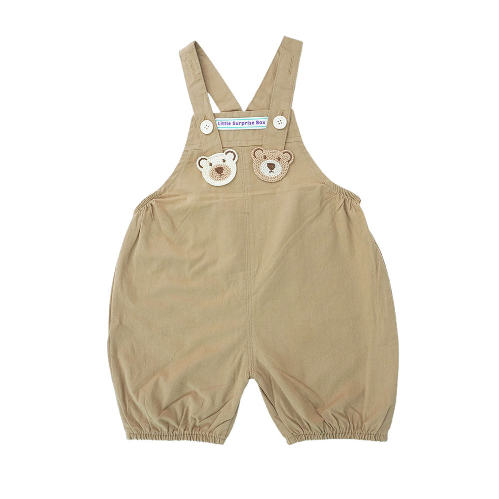 Brown Tee Cream Dungary Style 2Pcs Set For Toddlers And Kids