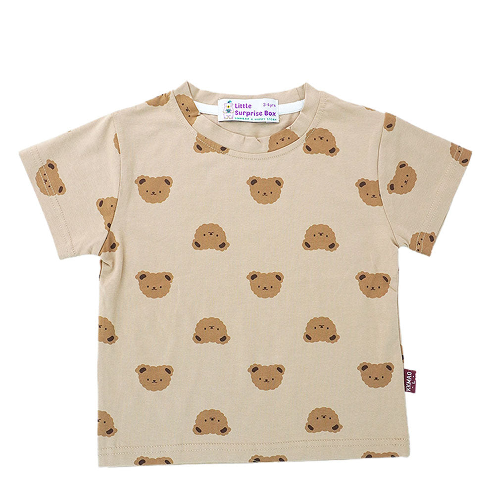 Brown Tee Cream Dungary Style 2Pcs Set For Toddlers And Kids