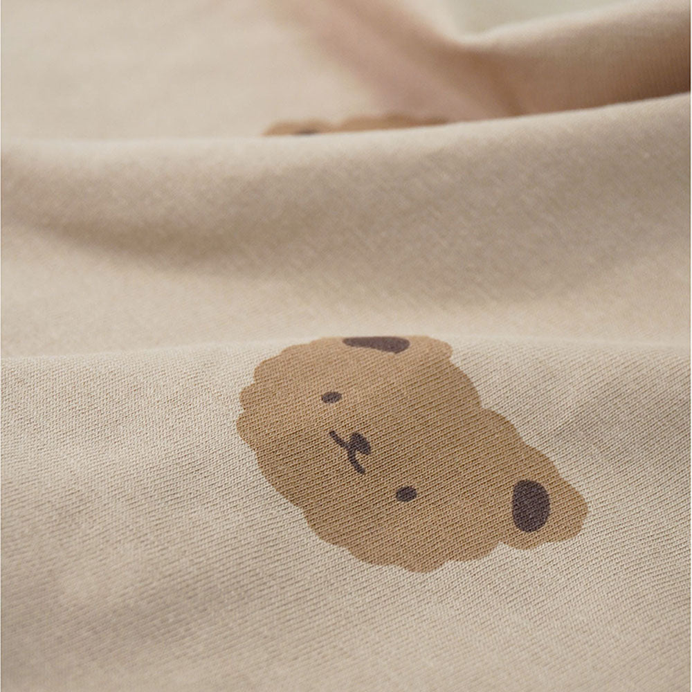 Brown Tee Cream Dungary Style 2Pcs Set For Toddlers And Kids