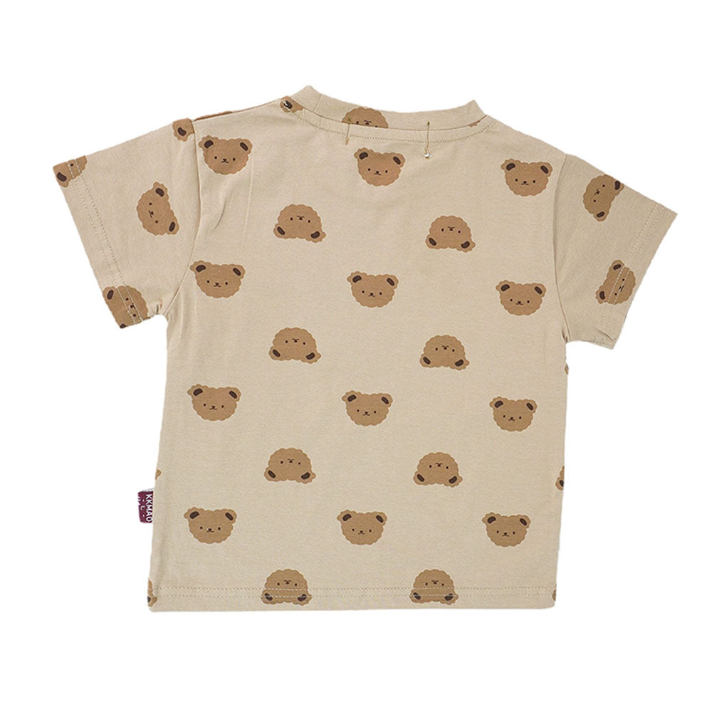 Brown Tee Cream Dungary Style 2Pcs Set For Toddlers And Kids