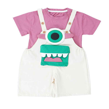 Cream One eye Monster, 2 pcs Dungary style set for Toddlers and Kids