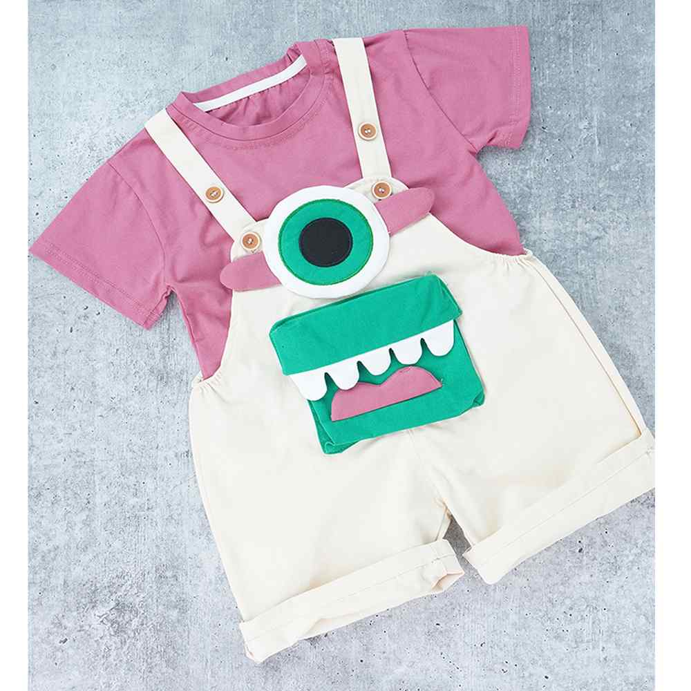 Cream One eye Monster, 2 pcs Dungary style set for Toddlers and Kids