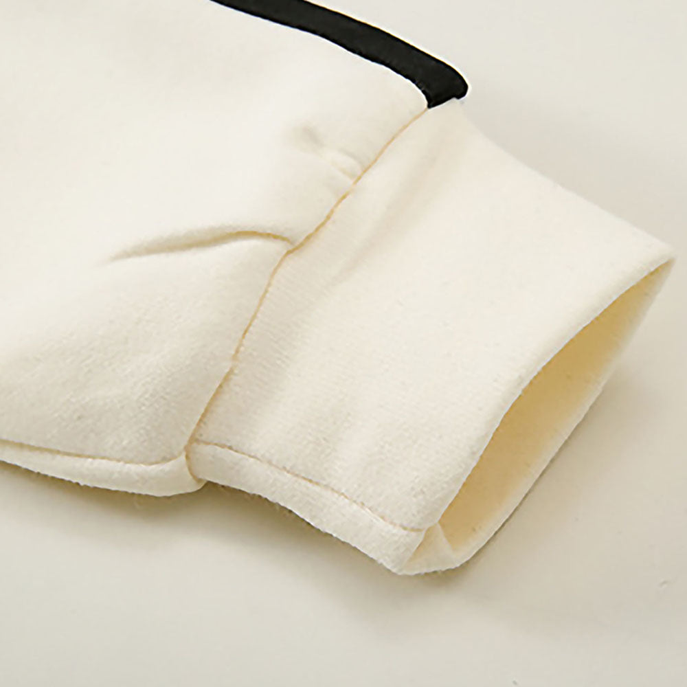 Casual Cream & Black Big Heart 2Pcs Track Suit Set For Kids & Tweens