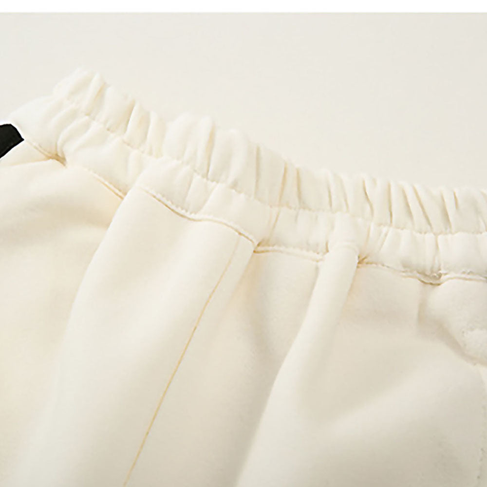 Casual Cream & Black Big Heart 2Pcs Track Suit Set For Kids & Tweens