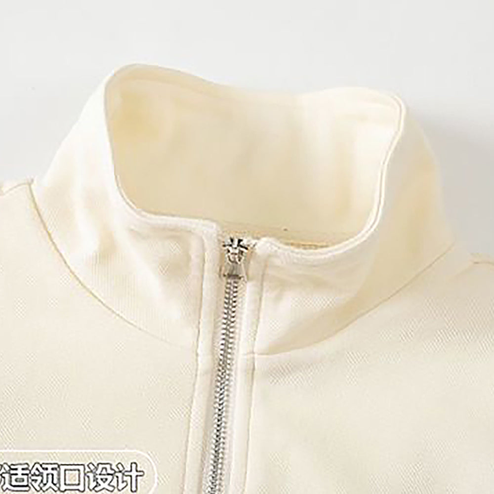 Cream With Teal & Purple Stripes 2Pcs Track Suit Set For Kids & Tweens