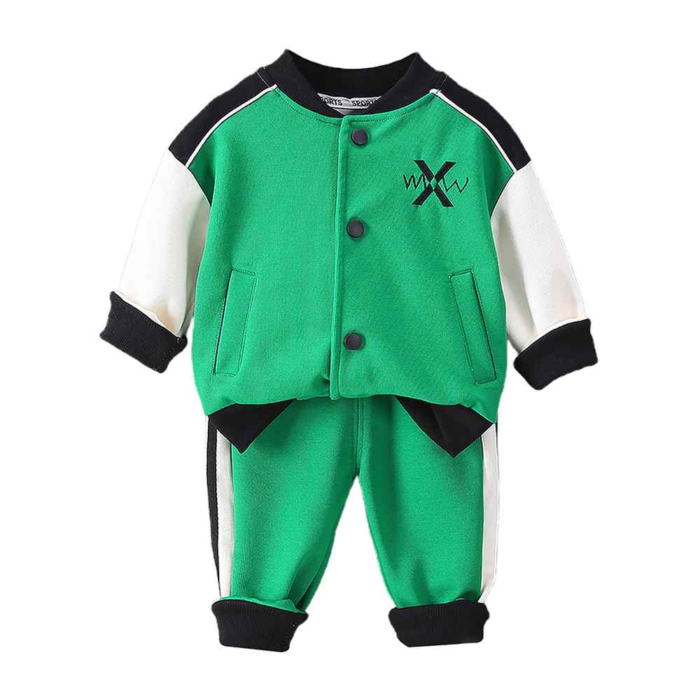 2 pcs Green Varsity Style Jacket with matching Tracks for Kids.