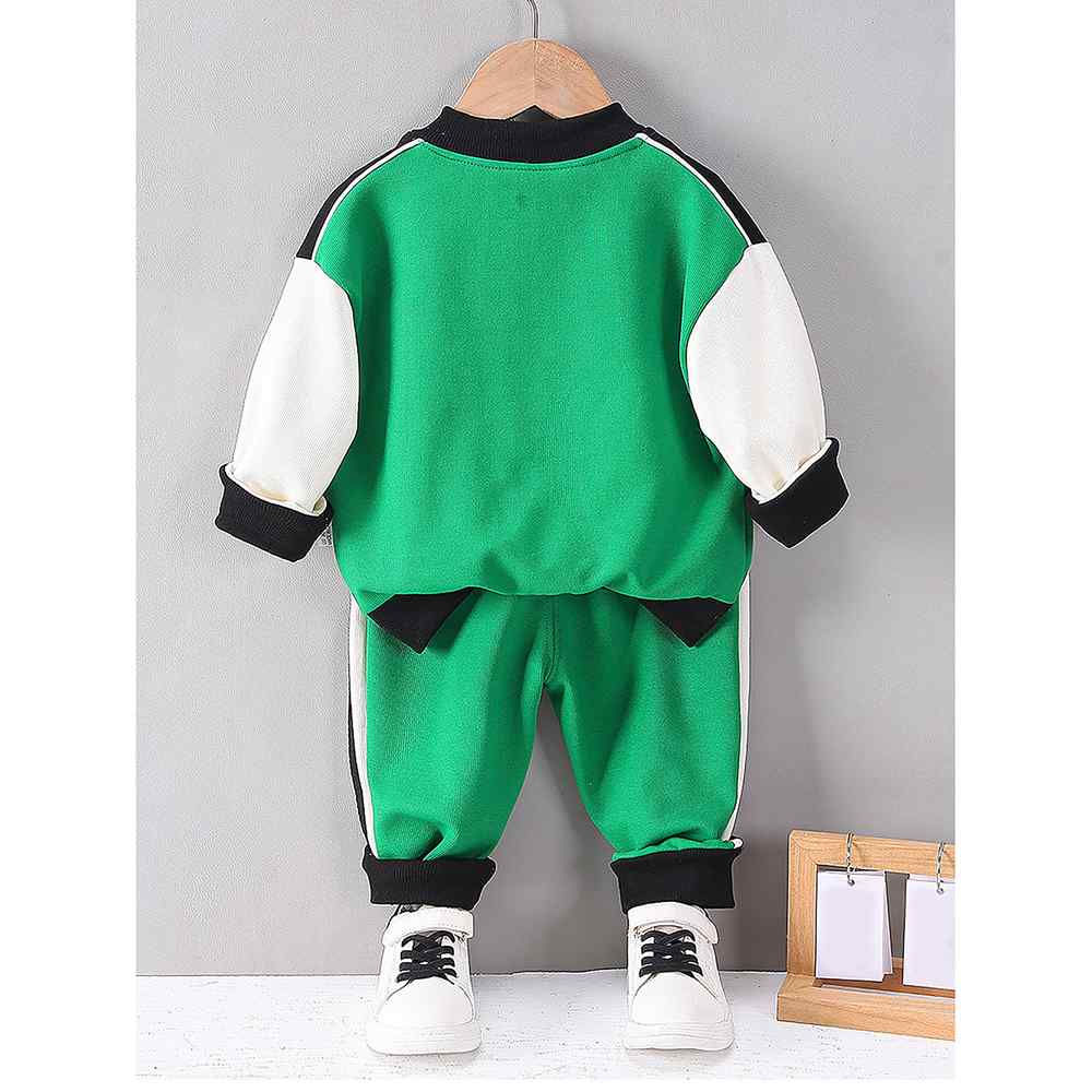 2 pcs Green Varsity Style Jacket with matching Tracks for Kids.