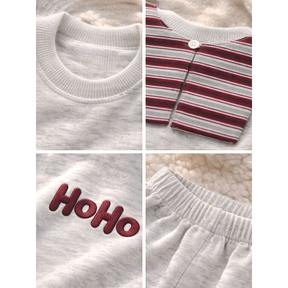 2 Pcs Grey Sweatshirt & Pants styled up with Muffler for Kids