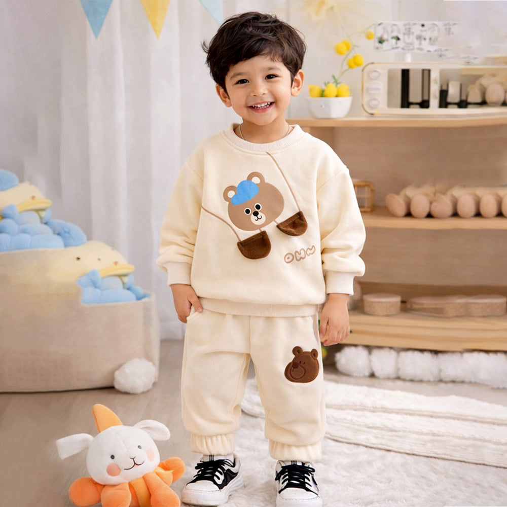 Ivory Bear 3D Legs 2pcs, Fleece winter Tracksuit Set for Kids