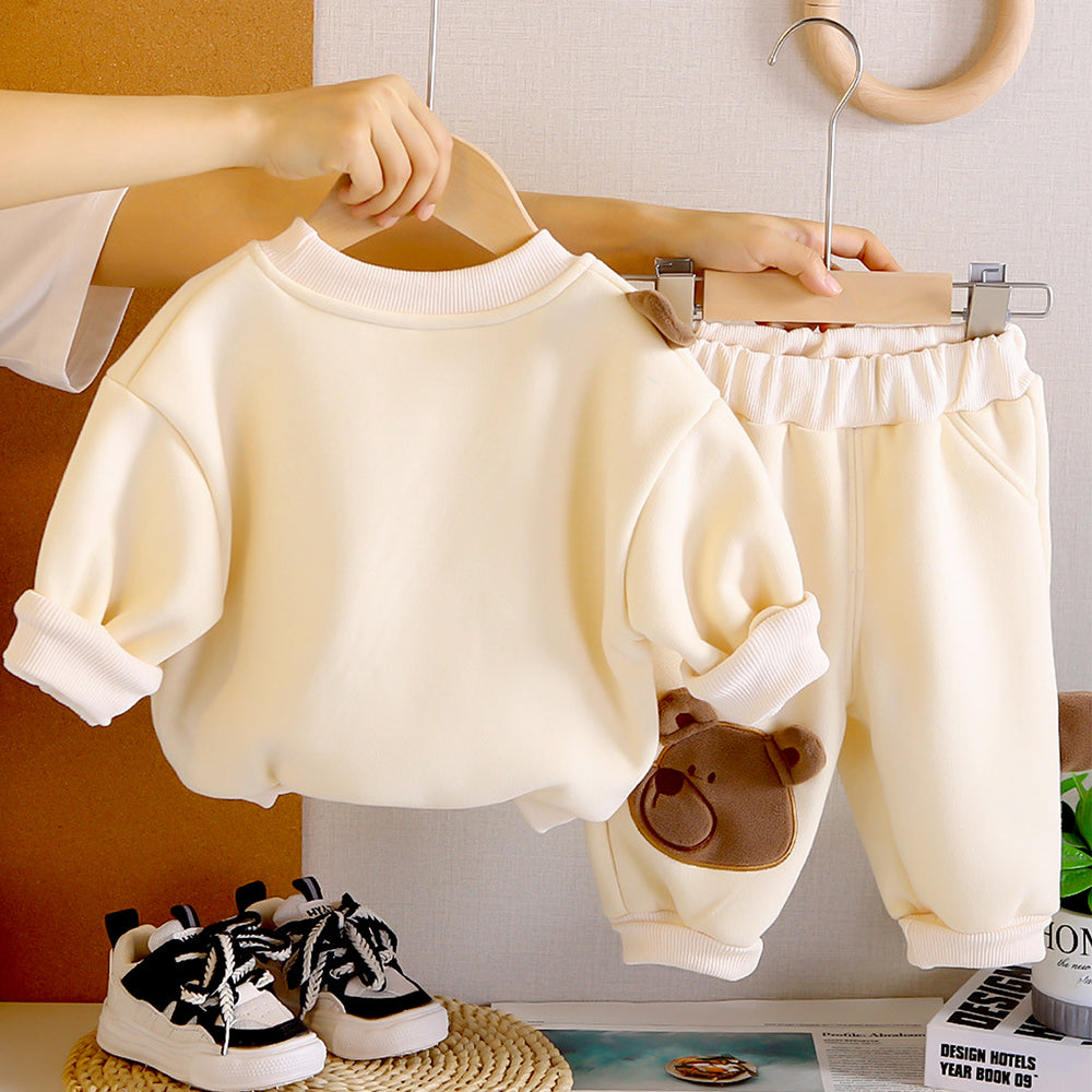 Ivory Bear 3D Legs 2pcs, Fleece winter Tracksuit Set for Kids