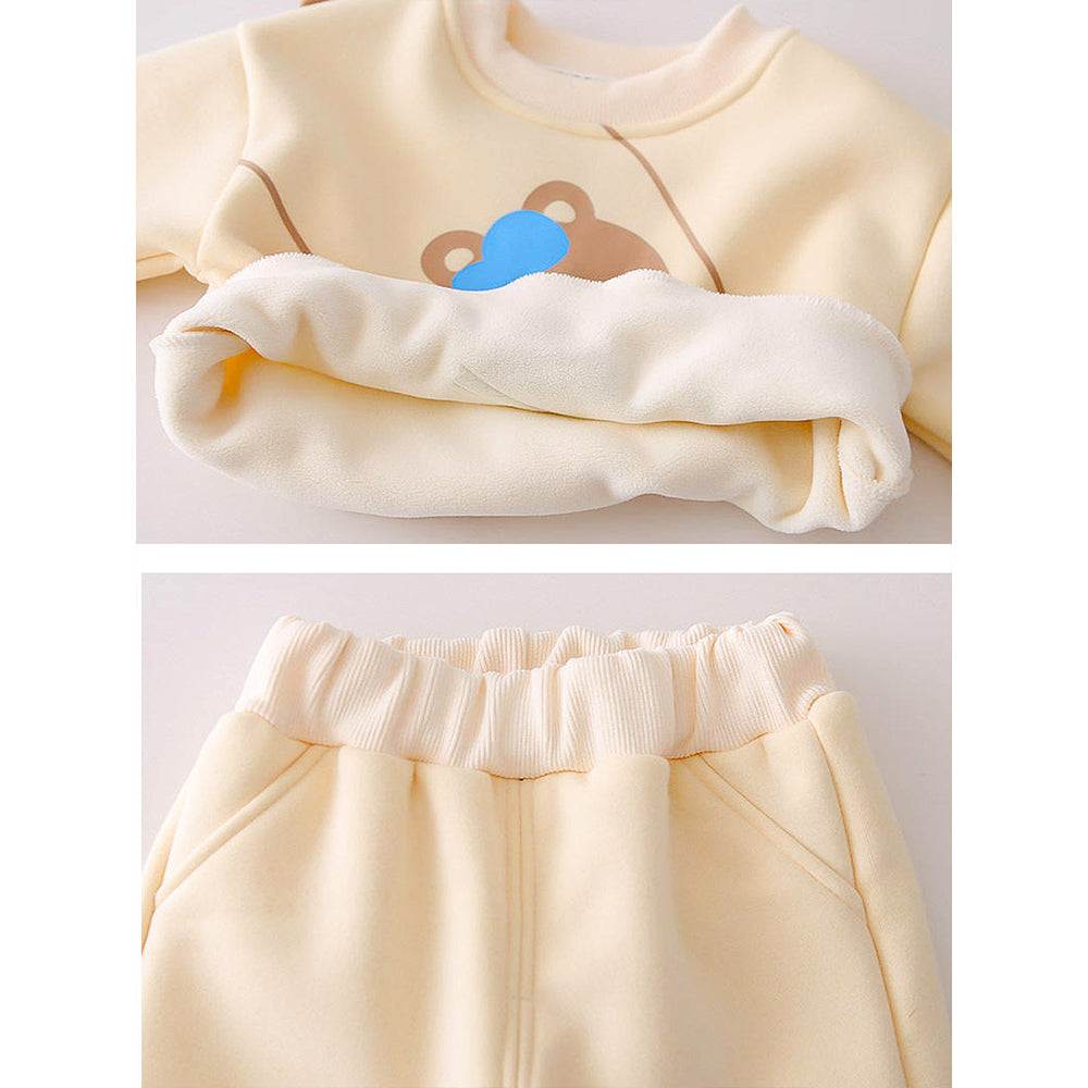 Ivory Bear 3D Legs 2pcs, Fleece winter Tracksuit Set for Kids