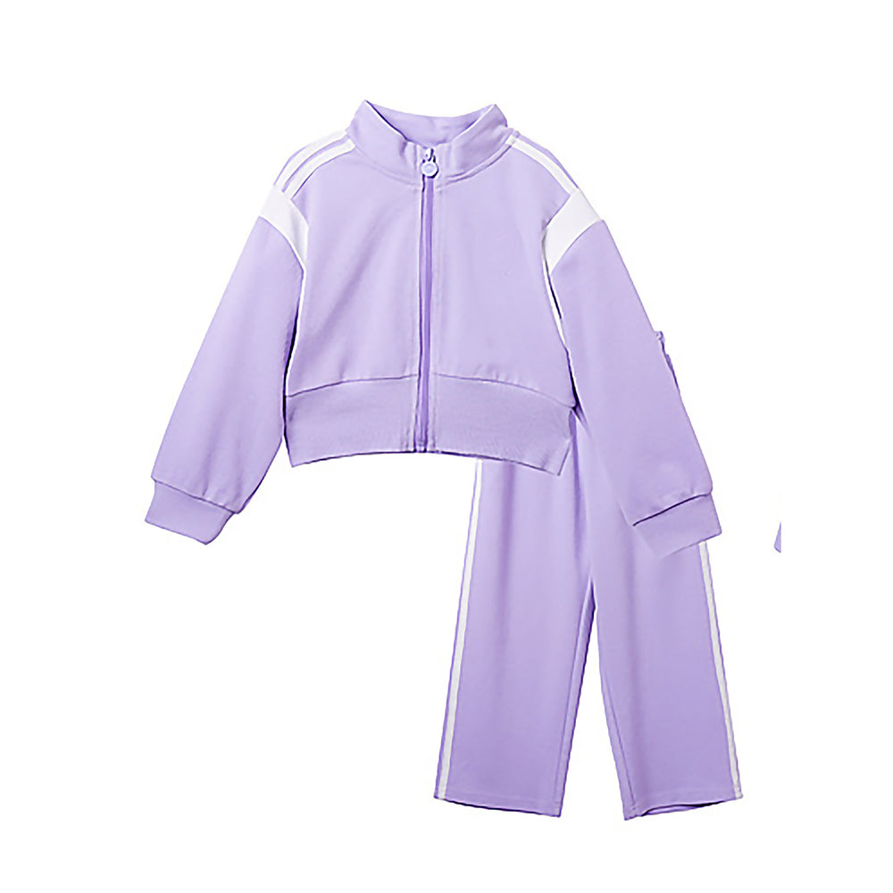 Casual Lilac & White Stripes 2Pcs Track Suit Set For Kids & Tweens