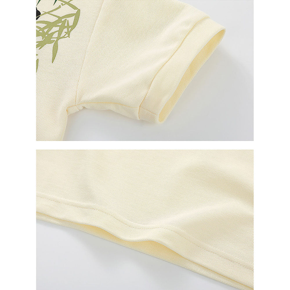 2Pcs Panda Chinese Collar Shirt And Matching Shorts All Season Wear