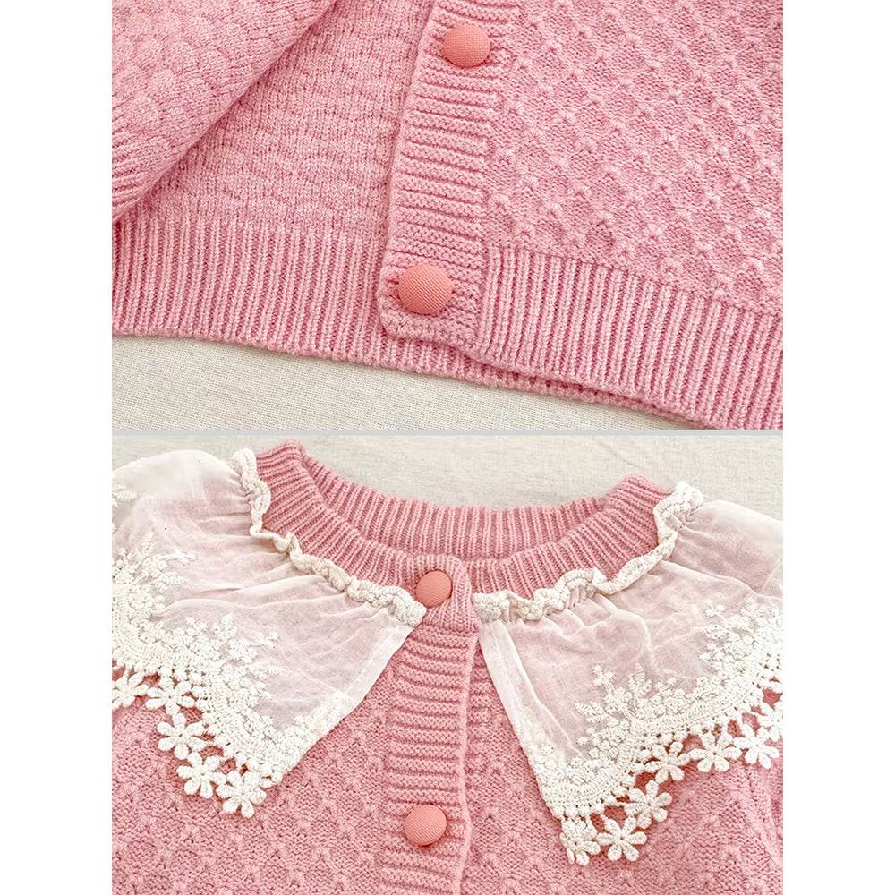 2 Pcs Peach Sailor Neck Sweater Top & Flare Pant, Winterwear co-ord set for Girls
