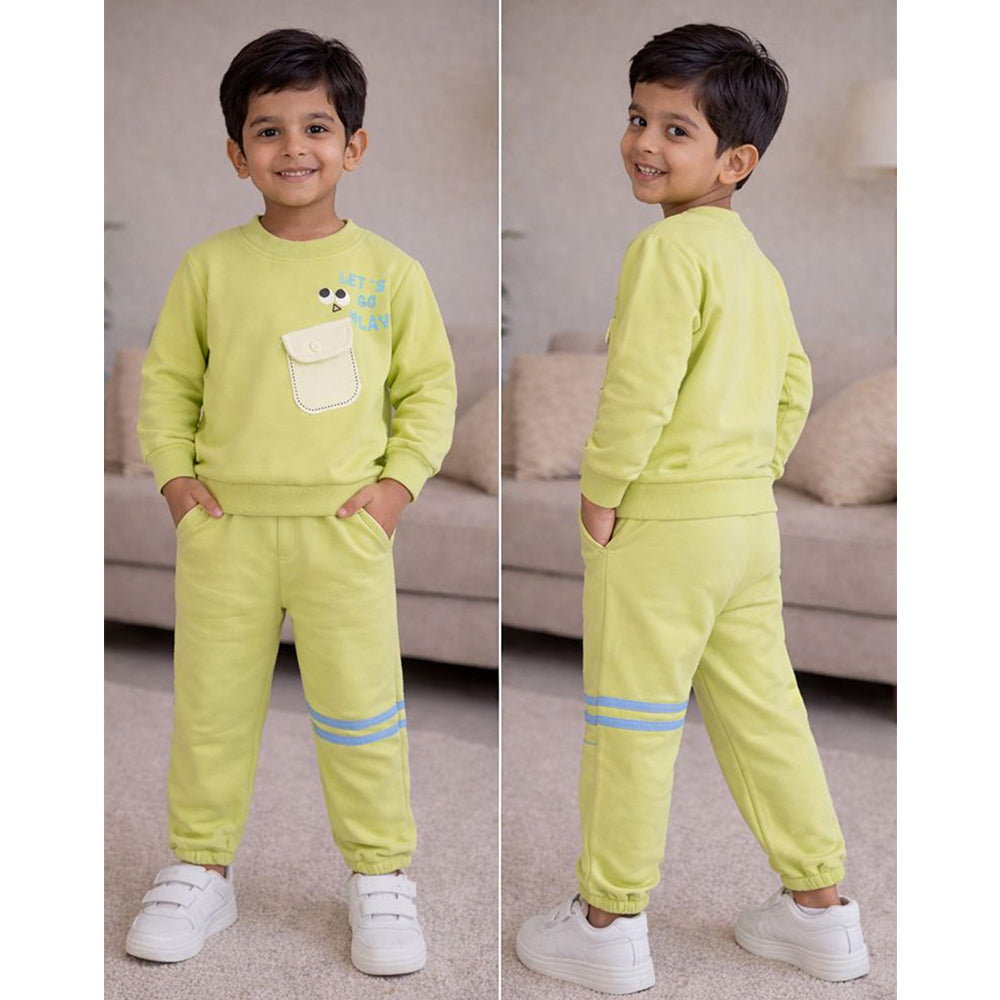 "Let's Play" Green 2pcs, fleece winter Tracksuit Set for Kids