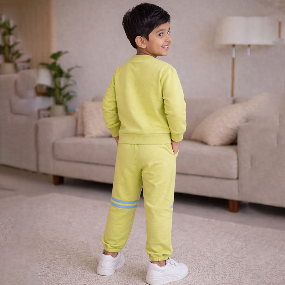 "Let's Play" Green 2pcs, fleece winter Tracksuit Set for Kids