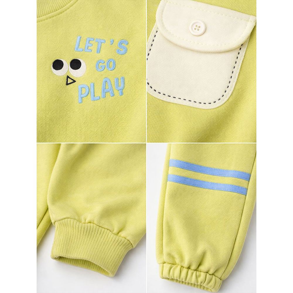 "Let's Play" Green 2pcs, fleece winter Tracksuit Set for Kids
