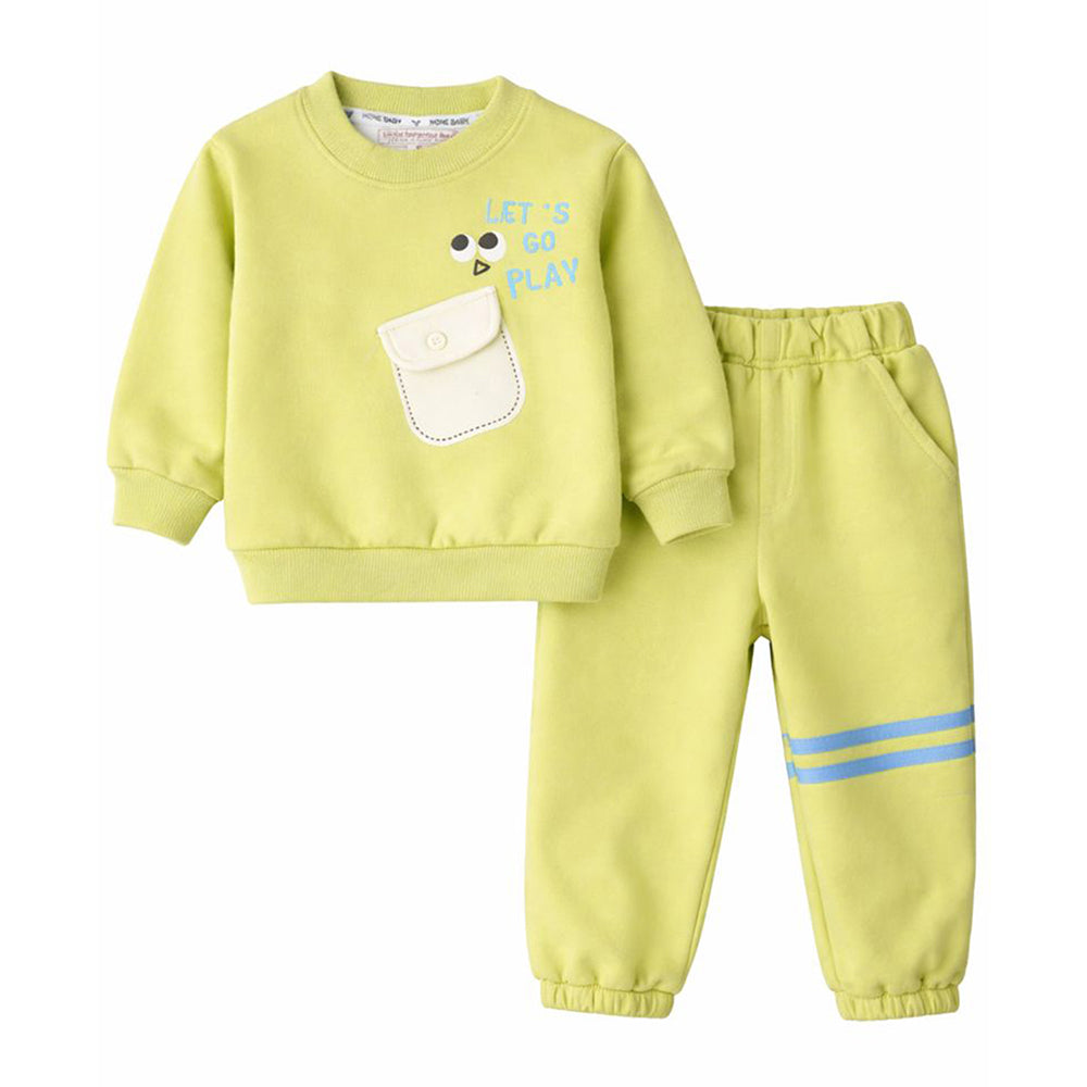 "Let's Play" Green 2pcs, fleece winter Tracksuit Set for Kids
