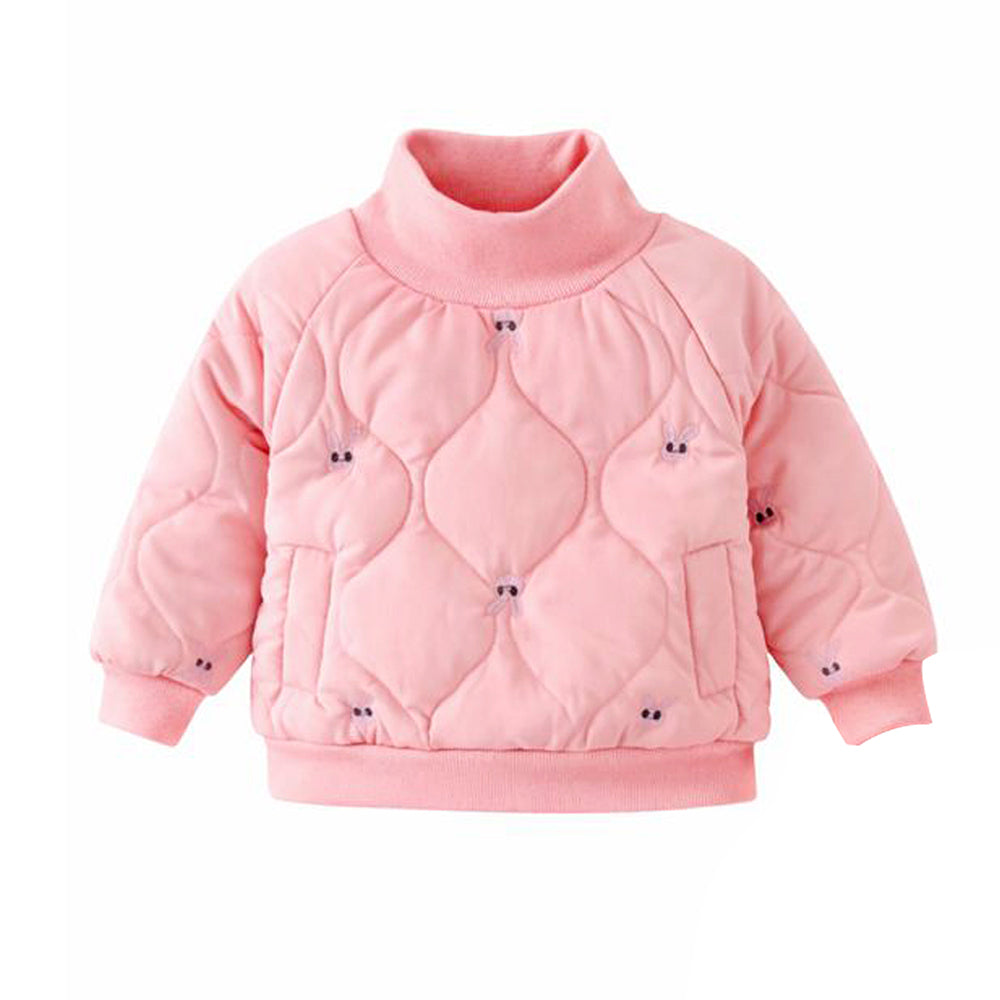 Pink Quilted High Neck Sherpa Winter 2pcs set for kids