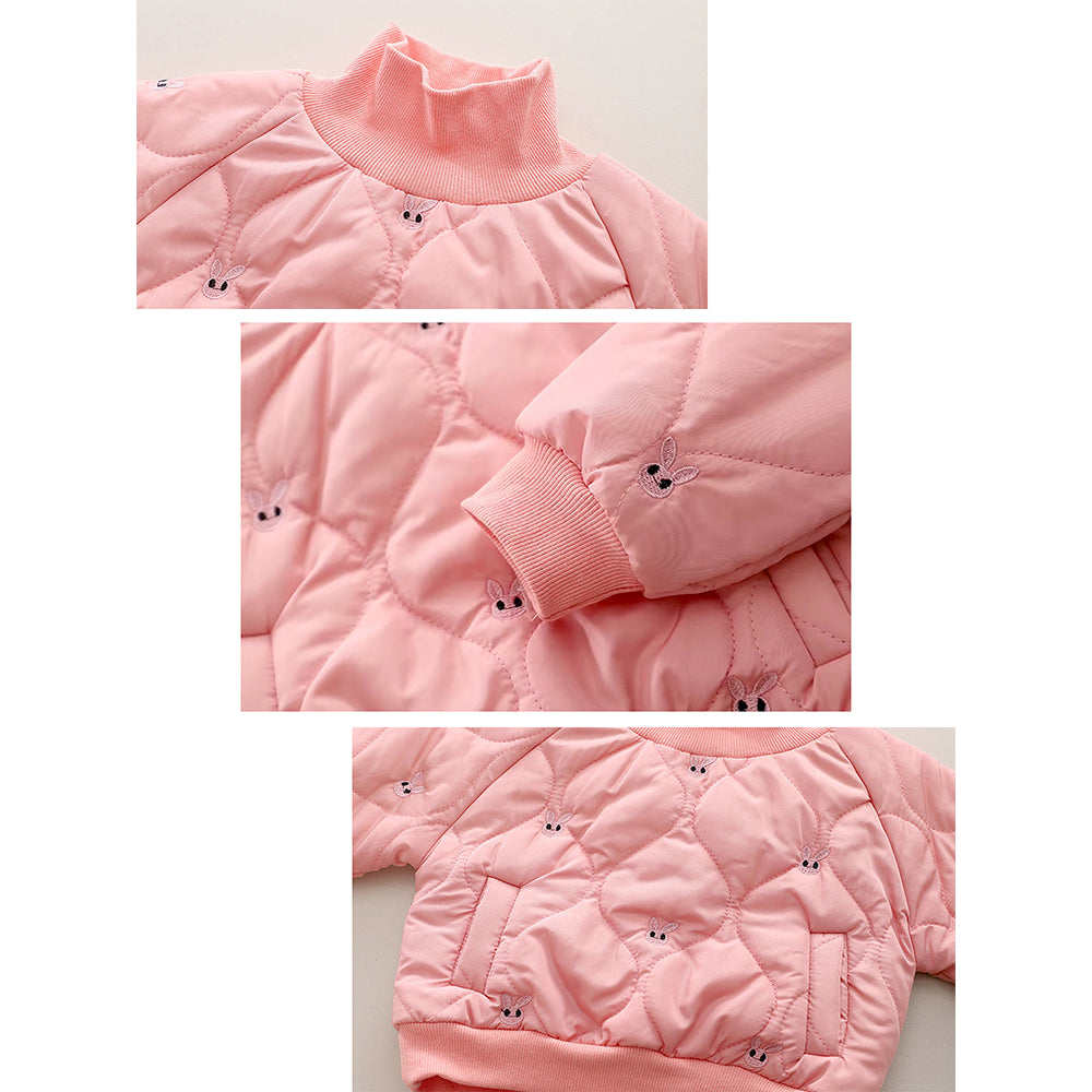 Pink Quilted High Neck Sherpa Winter 2pcs set for kids