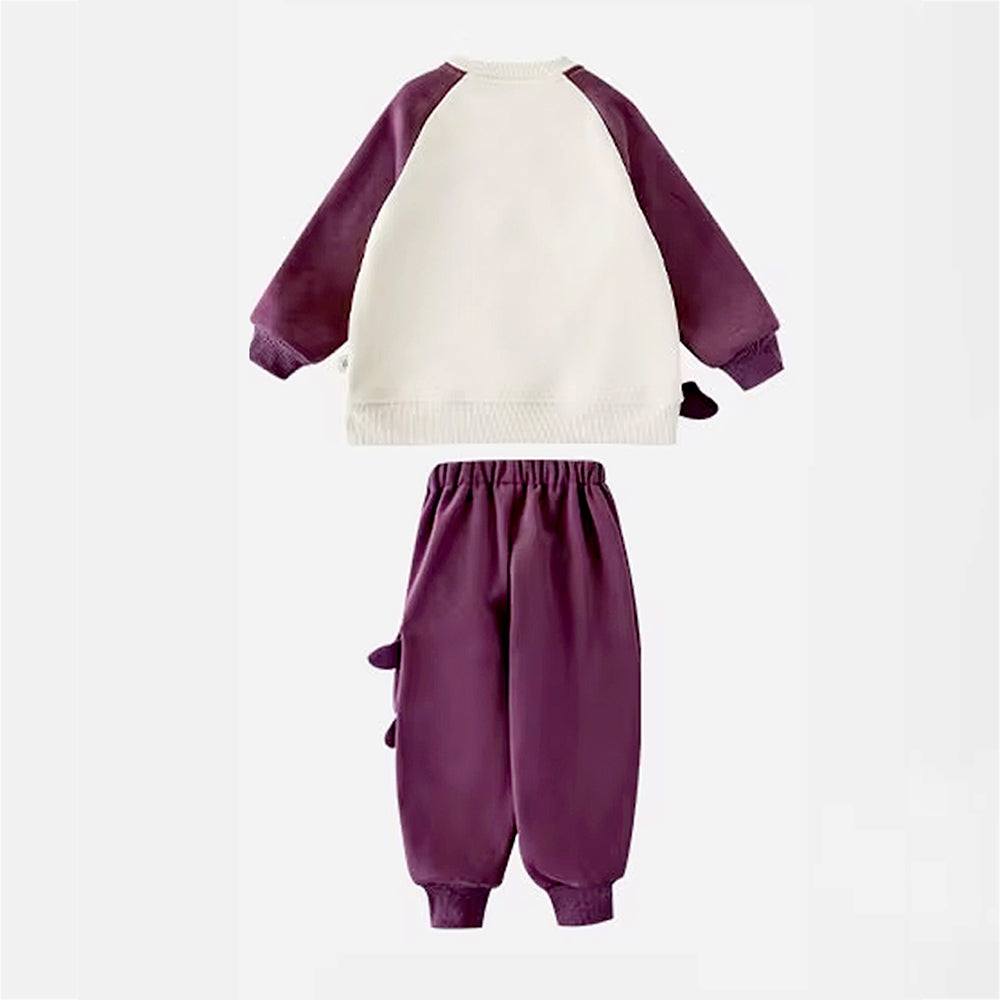 Purple Croc Pocket Fleece Winter Tracksuit Set for Kids