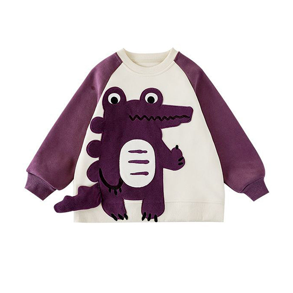 Purple Croc Pocket Fleece Winter Tracksuit Set for Kids