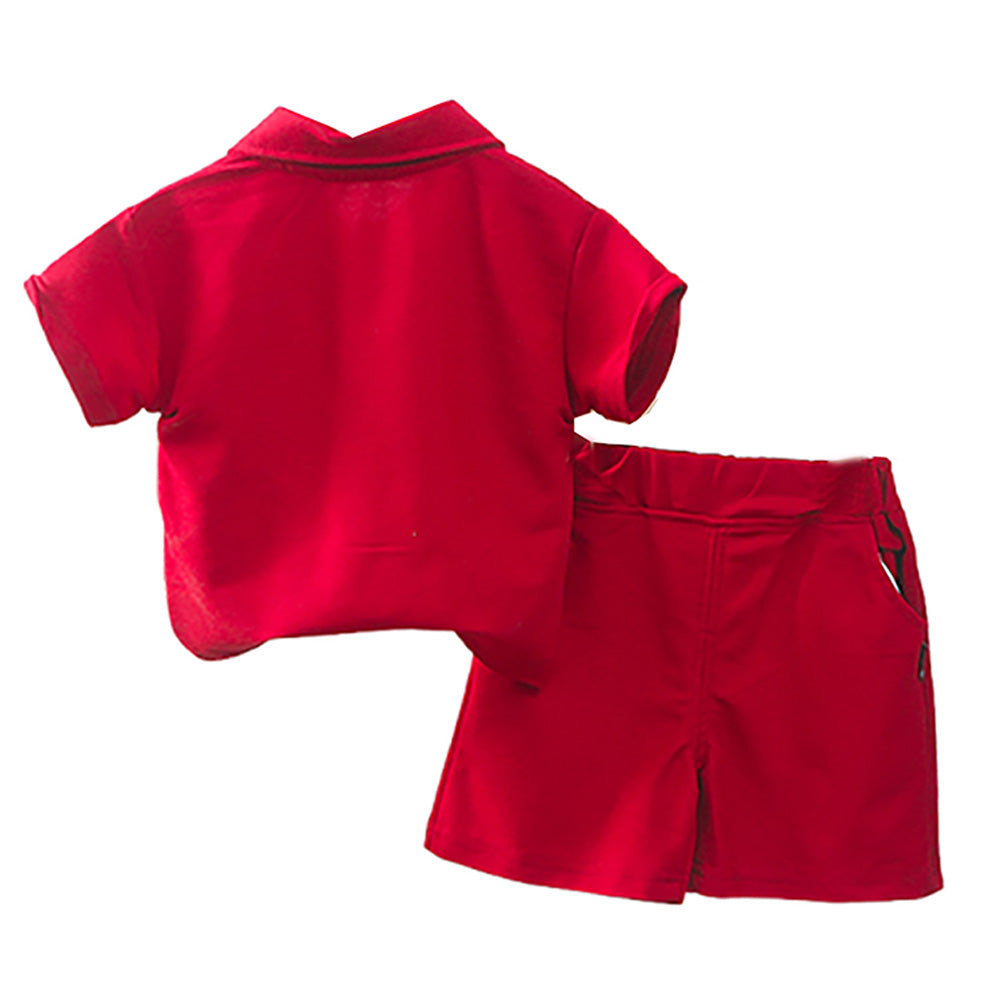 Red French Fries Themed 2 Pcs Shorts Set For Toddlers And Kids