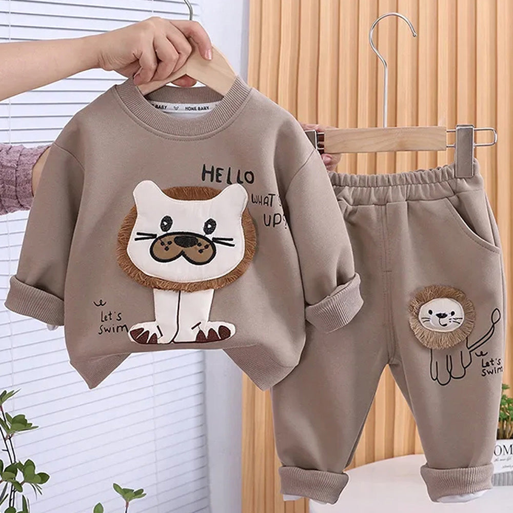 3D Tassled Lion Face 2pcs ,Tracksuit Set for Kids