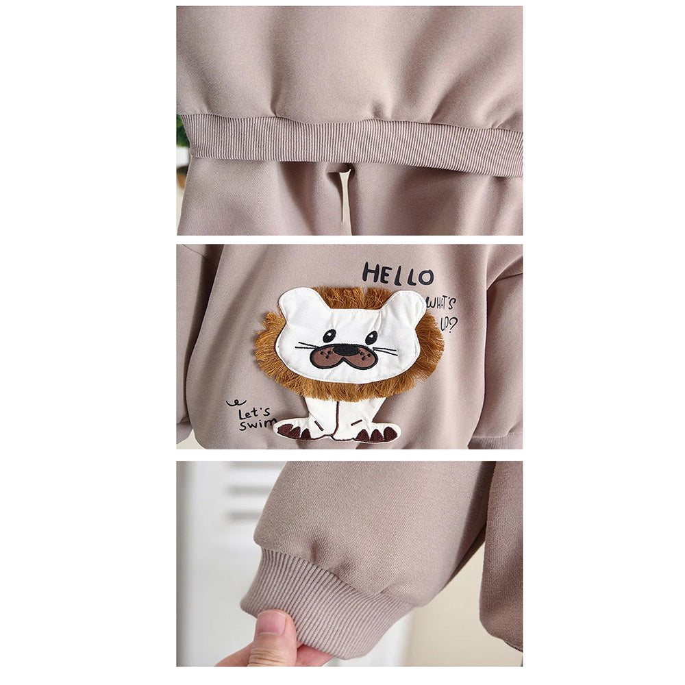 3D Tassled Lion Face 2pcs ,Tracksuit Set for Kids