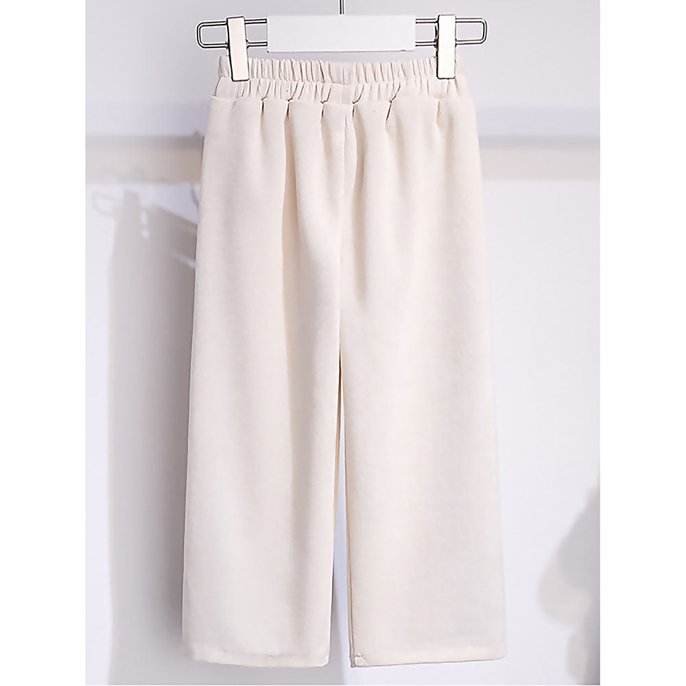 Self Patterned White Patch Casual Stripes 2Pcs Track Suit Set For Kids & Tweens