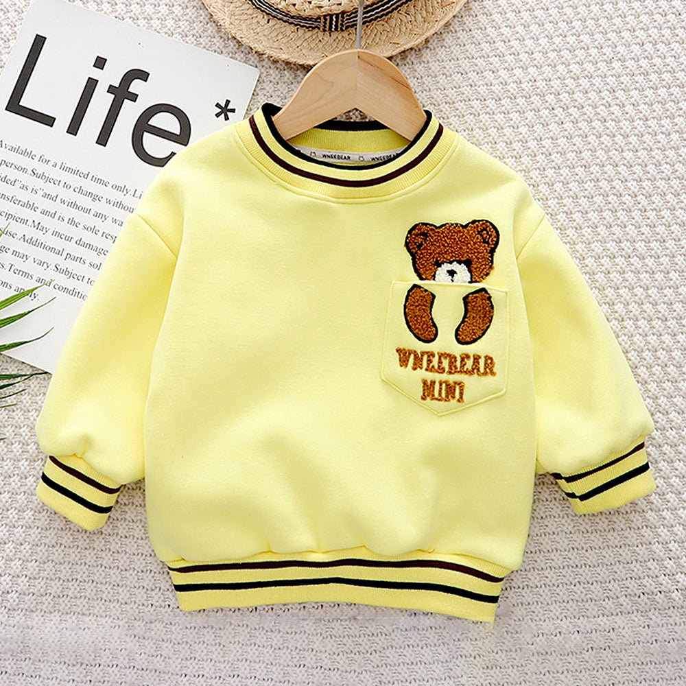 Yellow & Brown Pocket Bear fleece winter Tracksuit Set for Kids