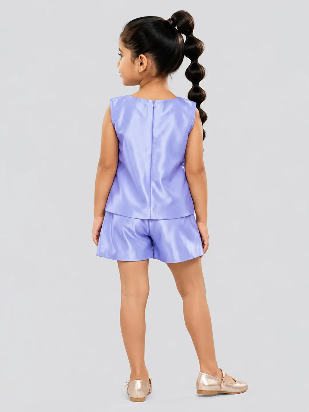 Purple Butterfly Top & Shorts Partywear 2 Pcs Set for Girls