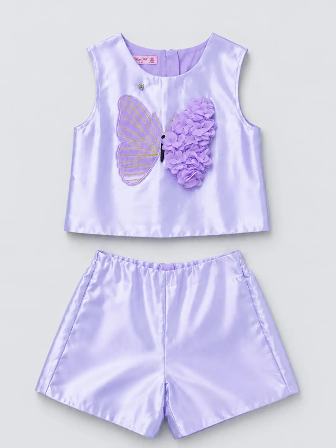 Purple Butterfly Top & Shorts Partywear 2 Pcs Set for Girls
