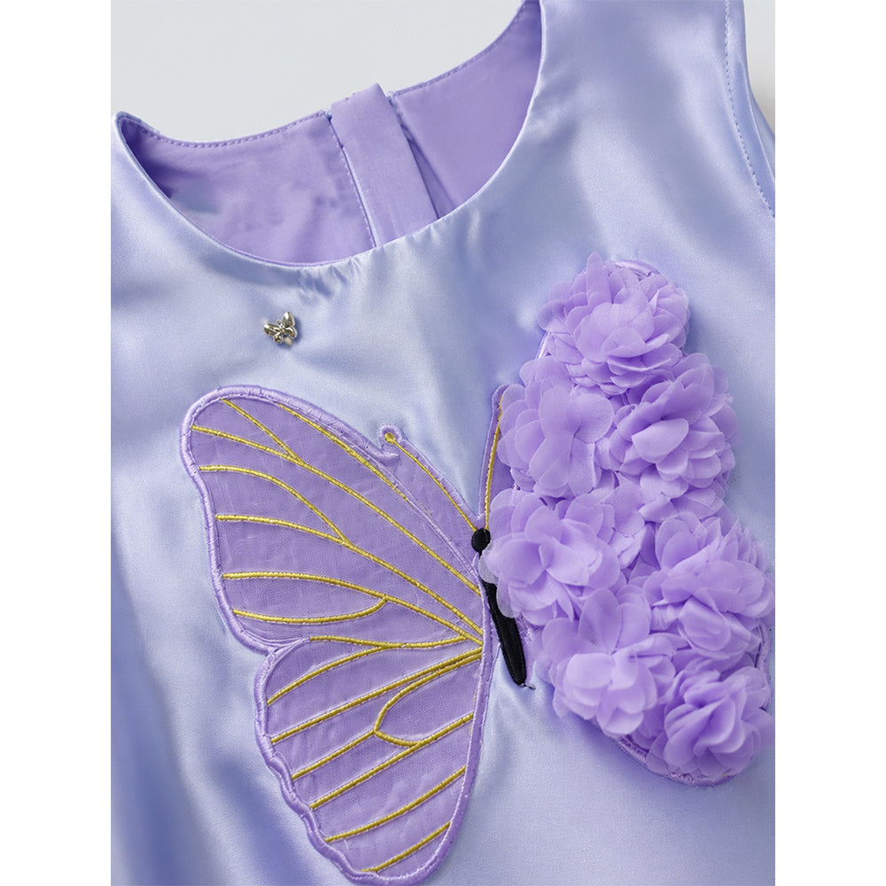 Purple Butterfly Top & Shorts Partywear 2 Pcs Set for Girls