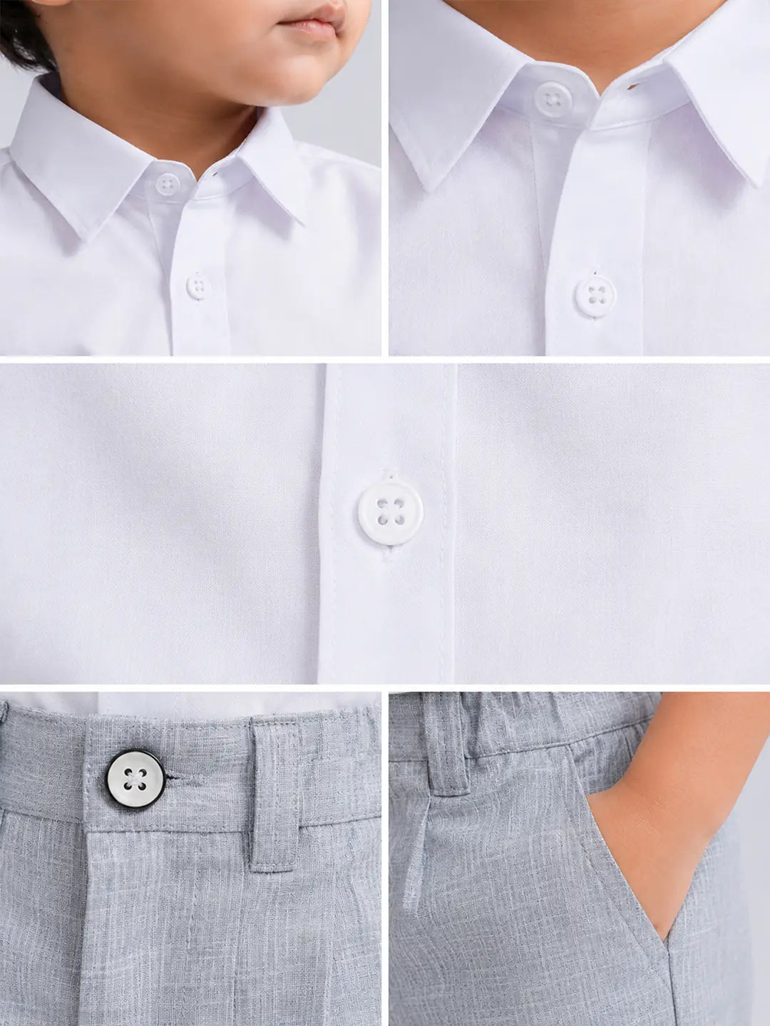 White Shirt & Grey Shorts 2 Pcs Smart Casual Set for Boys
