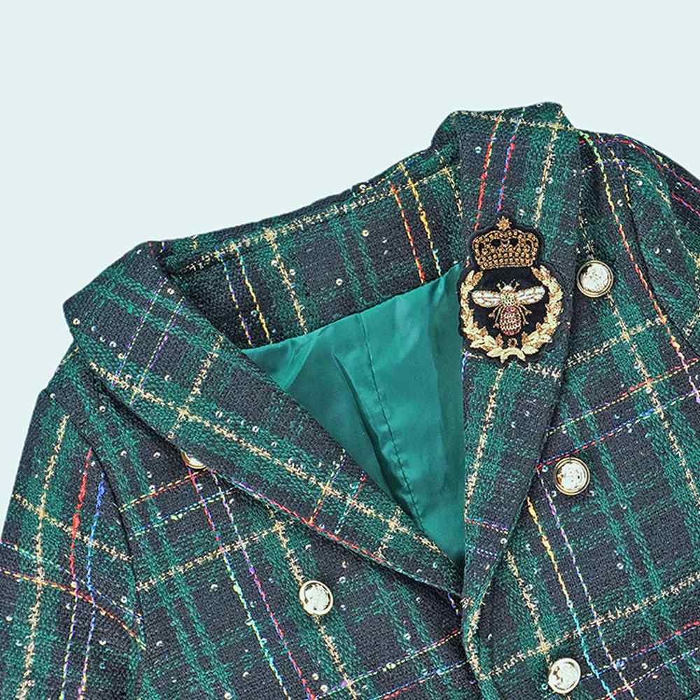 Bottle Green Scottish Style Tweed 2 pcs, Jacket and Shorts Winterwear set for Girls.