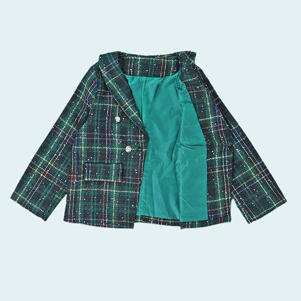 Bottle Green Scottish Style Tweed 2 pcs, Jacket and Shorts Winterwear set for Girls.
