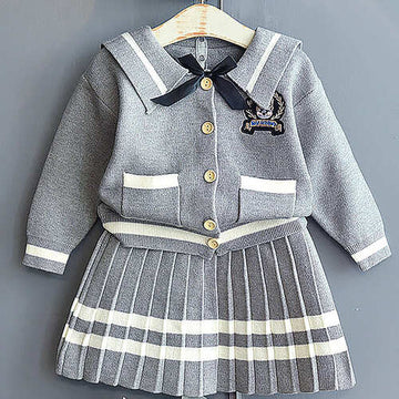 Grey Crest 2 pcs, Skirt and Top Winterwear for Girls.