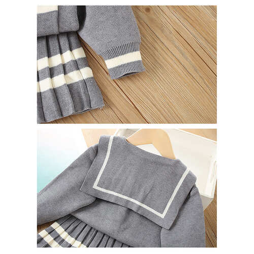 Grey Crest 2 pcs, Skirt and Top Winterwear for Girls.